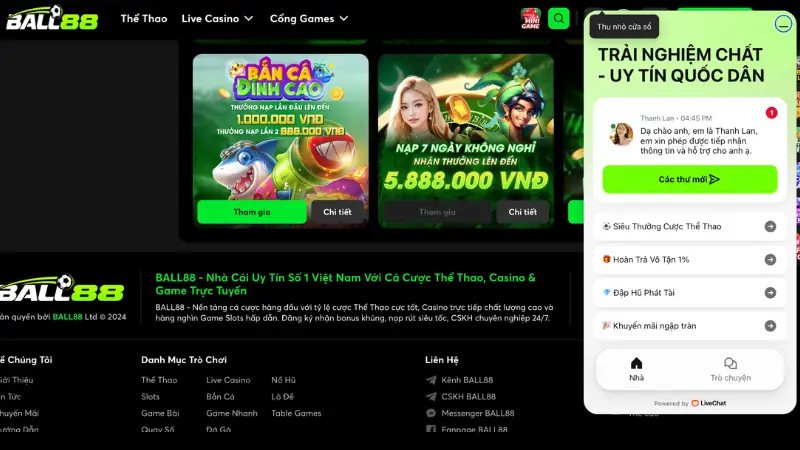 Liên Hệ Ball88 - 4 Cách Kết Nối Hỗ Trợ Chỉ Trong 30 Giây 3 Liên hệ Ball88 qua chat trực tuyến hoặc hotline là lựa chọn phù hợp khi cần giải quyết nhanh